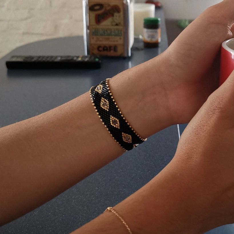 Bracelet lanière perles tissé en perles Miyuki pour montre Poiray ou OJ Perrin