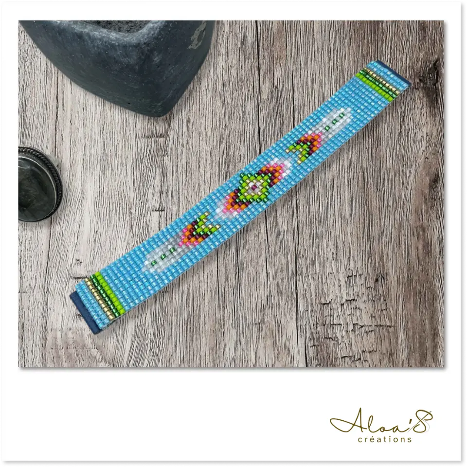 Bracelet lanière perles tissé en perles Miyuki pour montre Poiray ou OJ Perrin