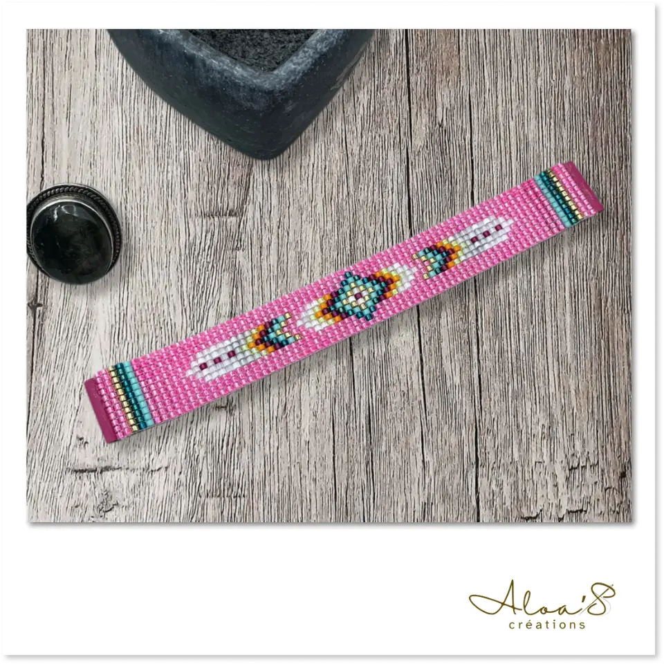 Bracelet lanière perles tissé en perles Miyuki pour montre Poiray ou OJ Perrin