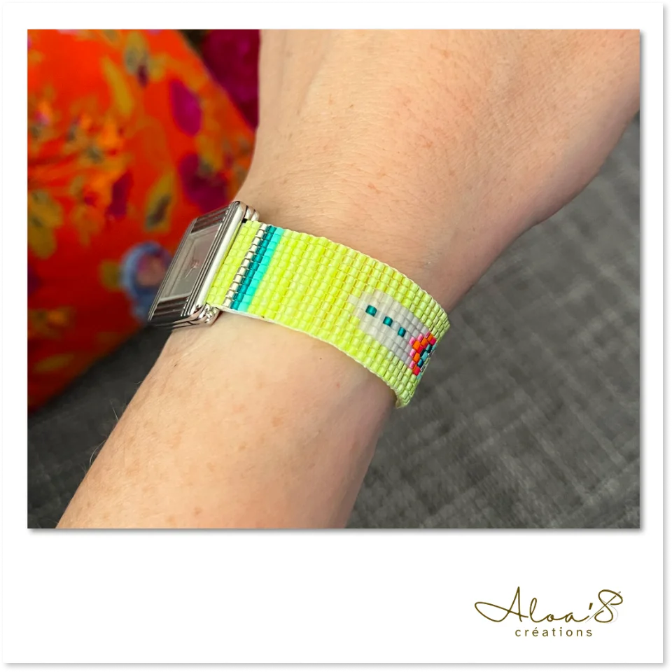 Bracelet lanière perles tissé en perles Miyuki pour montre Poiray ou OJ Perrin