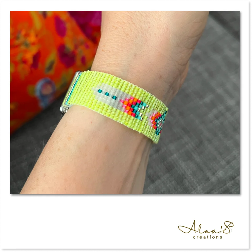 Bracelet lanière perles tissé en perles Miyuki pour montre Poiray ou OJ Perrin