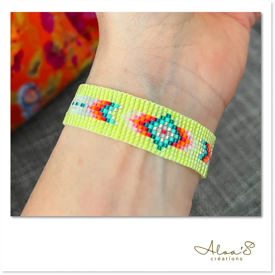 Bracelet lanière perles tissé en perles Miyuki pour montre Poiray ou OJ Perrin