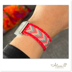 Bracelet lanière perles tissé en perles Miyuki pour montre Poiray ou OJ Perrin