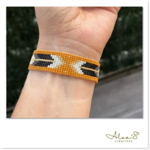 Bracelet lanière perles tissé en perles Miyuki pour montre Poiray ou OJ Perrin