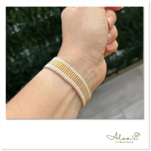 Bracelet lanière perles tissé en perles Miyuki pour montre Poiray ou OJ Perrin
