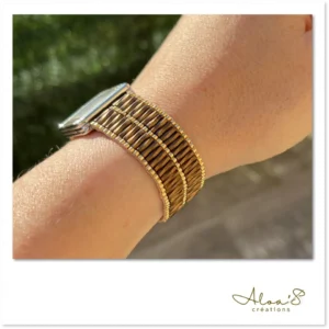 Bracelet lanière perles tissé en perles Miyuki pour montre Poiray ou OJ Perrin