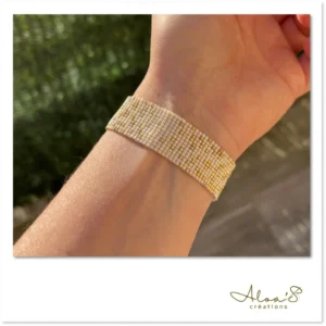 Bracelet lanière perles tissé en perles Miyuki pour montre Poiray ou OJ Perrin