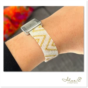 Bracelet lanière perles tissé en perles Miyuki pour montre Poiray ou OJ Perrin