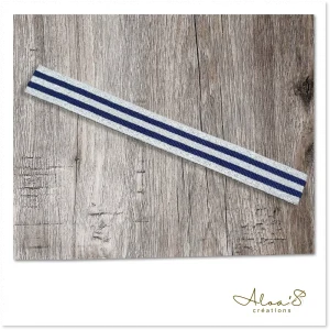 Bracelet de montre Poiray en tissus marinière bleu et argent