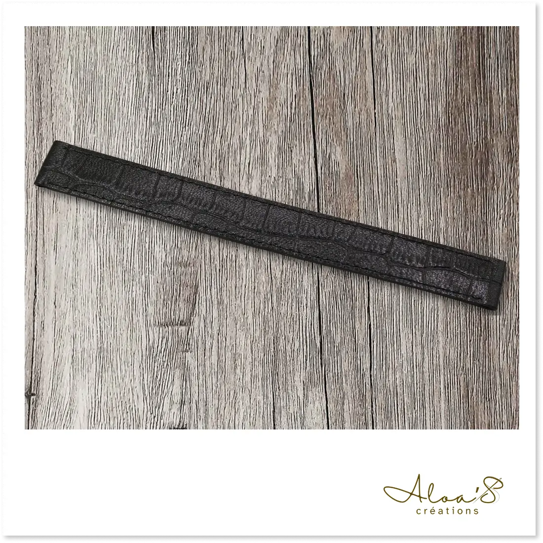 Bracelet lanière cuir noir pour montre Poiray ou OJ Perrin
