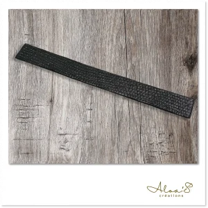 Bracelet montre Poiray cuir velours noir argenté fait main