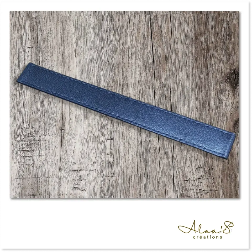 Bracelet lanière cuir bleu pour montre Poiray ou OJ Perrin