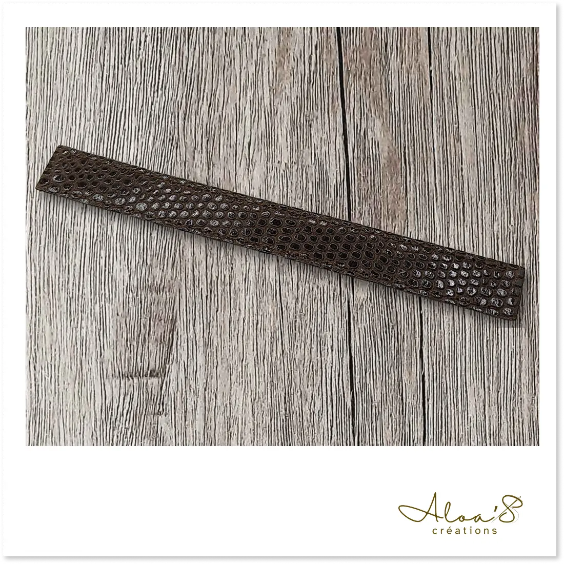 Bracelet lanière cuir chocolat verni pour montre Poiray ou OJ Perrin