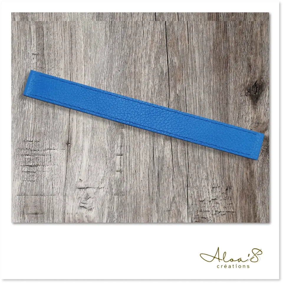 Bracelet lanière cuir bleu pour montre Poiray ou OJ Perrin