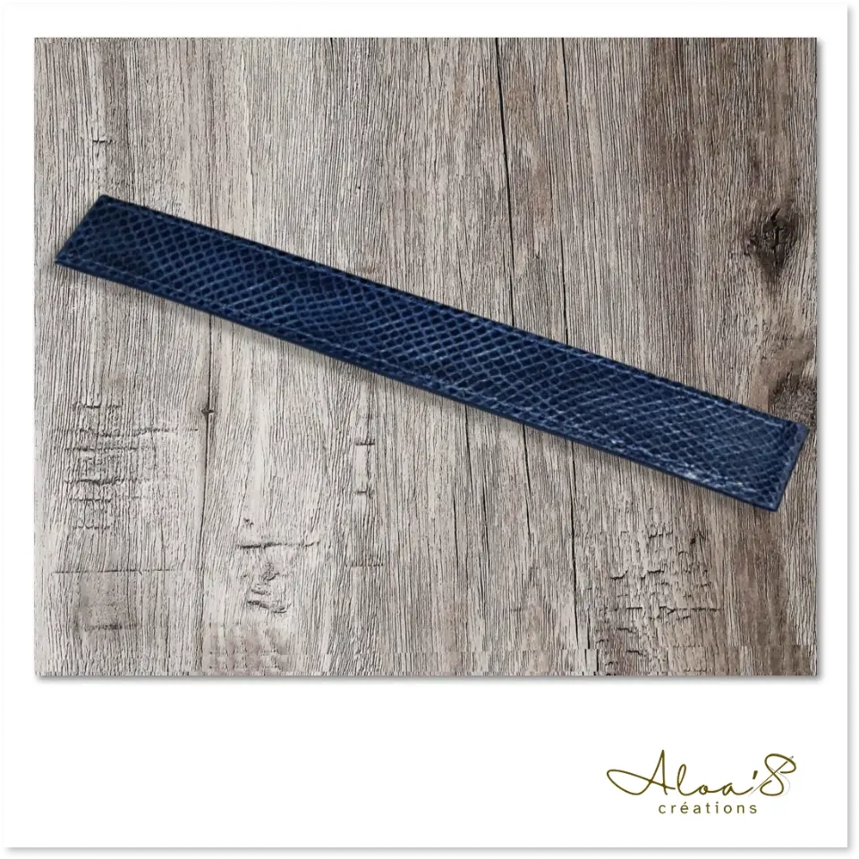 Bracelet lanière cuir bleu pour montre Poiray ou OJ Perrin