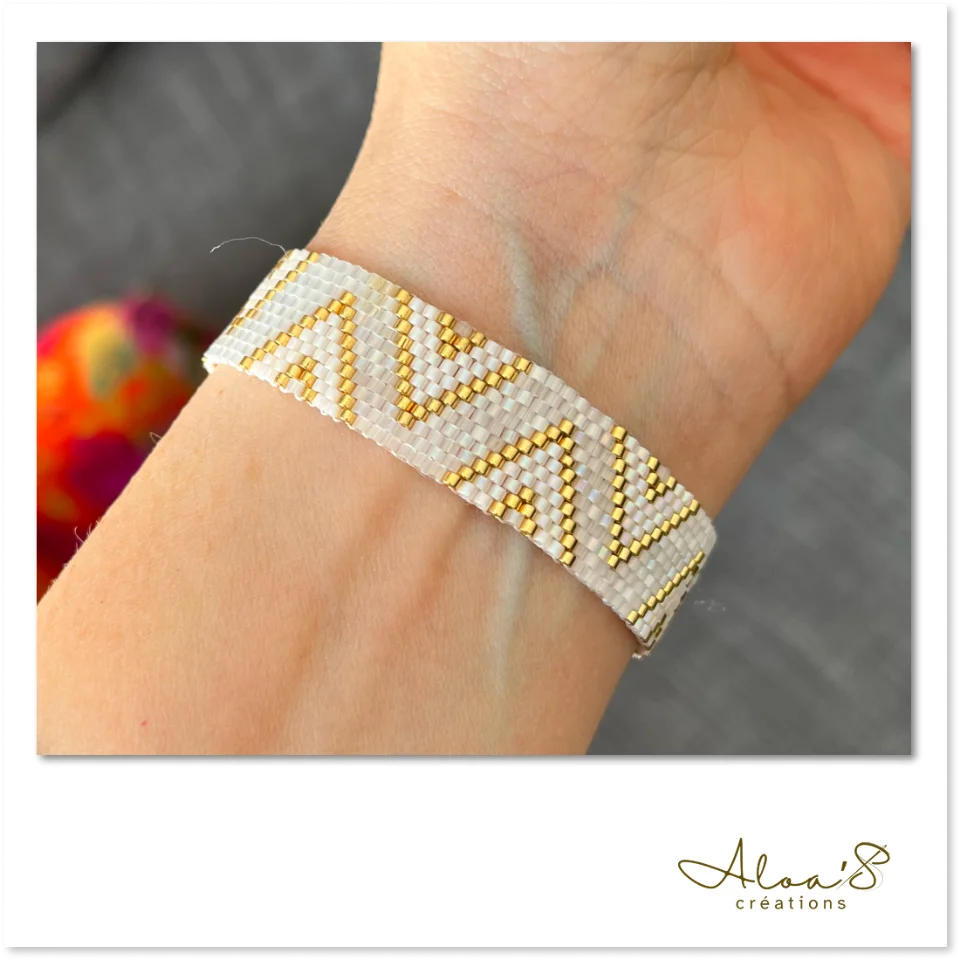 Bracelet lanière perles tissé en perles Miyuki pour montre Poiray ou OJ Perrin