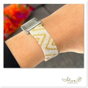 Bracelet lanière perles tissé en perles Miyuki pour montre Poiray ou OJ Perrin