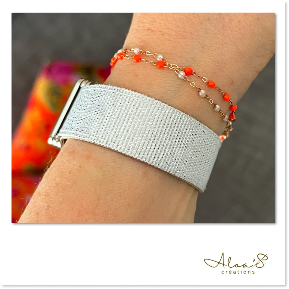 Bracelet lanière "Glitter White"