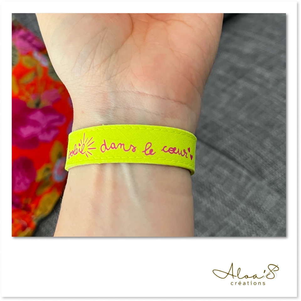 Bracelet lanière tissus jaune fluo personnalisable pour montre Poiray ou OJ Perrin