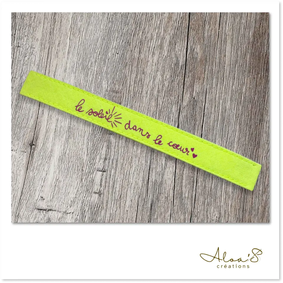 Bracelet lanière tissus jaune fluo personnalisable pour montre Poiray ou OJ Perrin