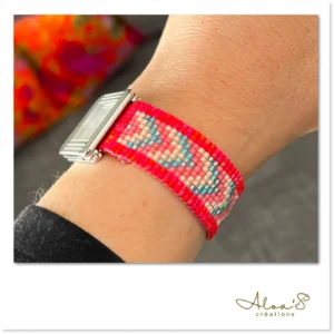 Bracelet lanière perles tissé en perles Miyuki pour montre Poiray ou OJ Perrin