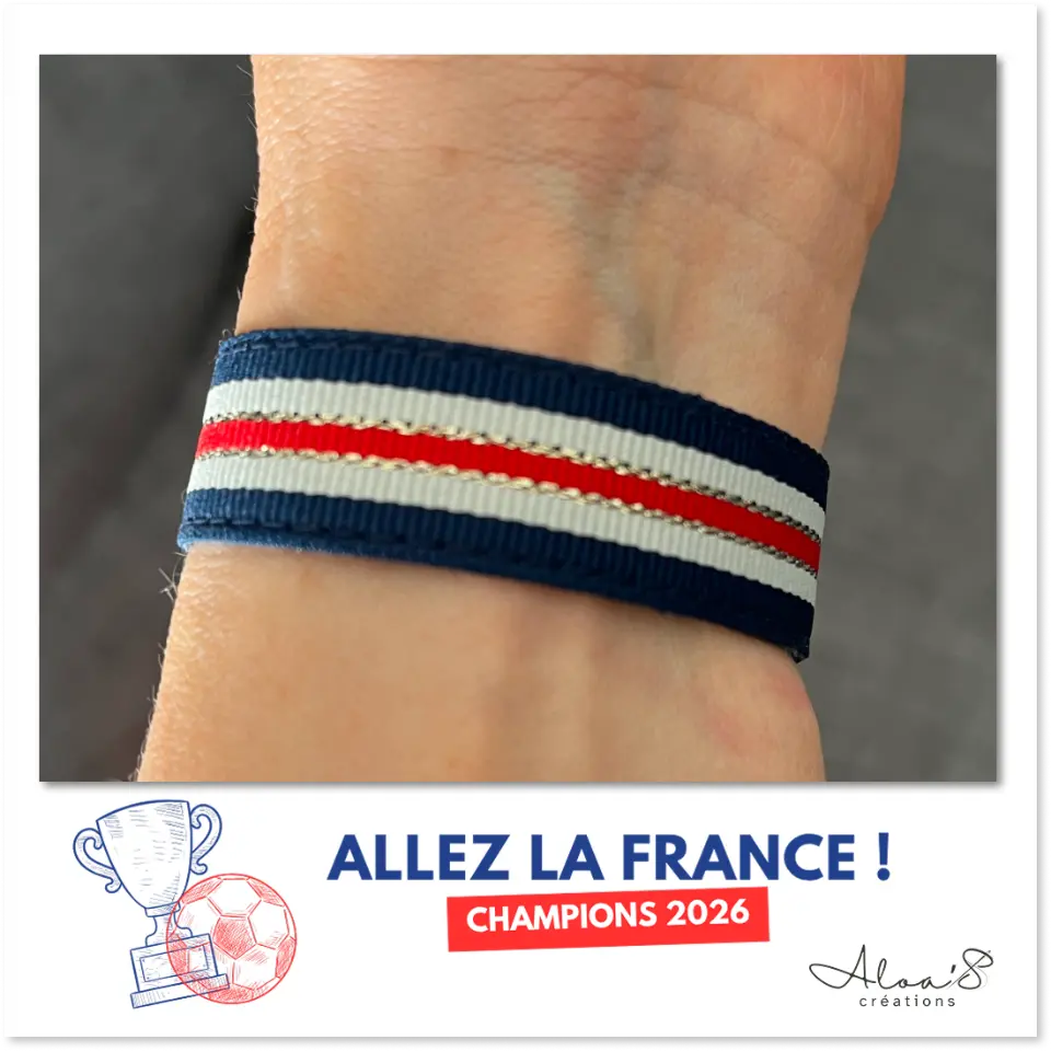 Bracelet lanière tissu à rayure pour montre Poiray ou OJ Perrin
