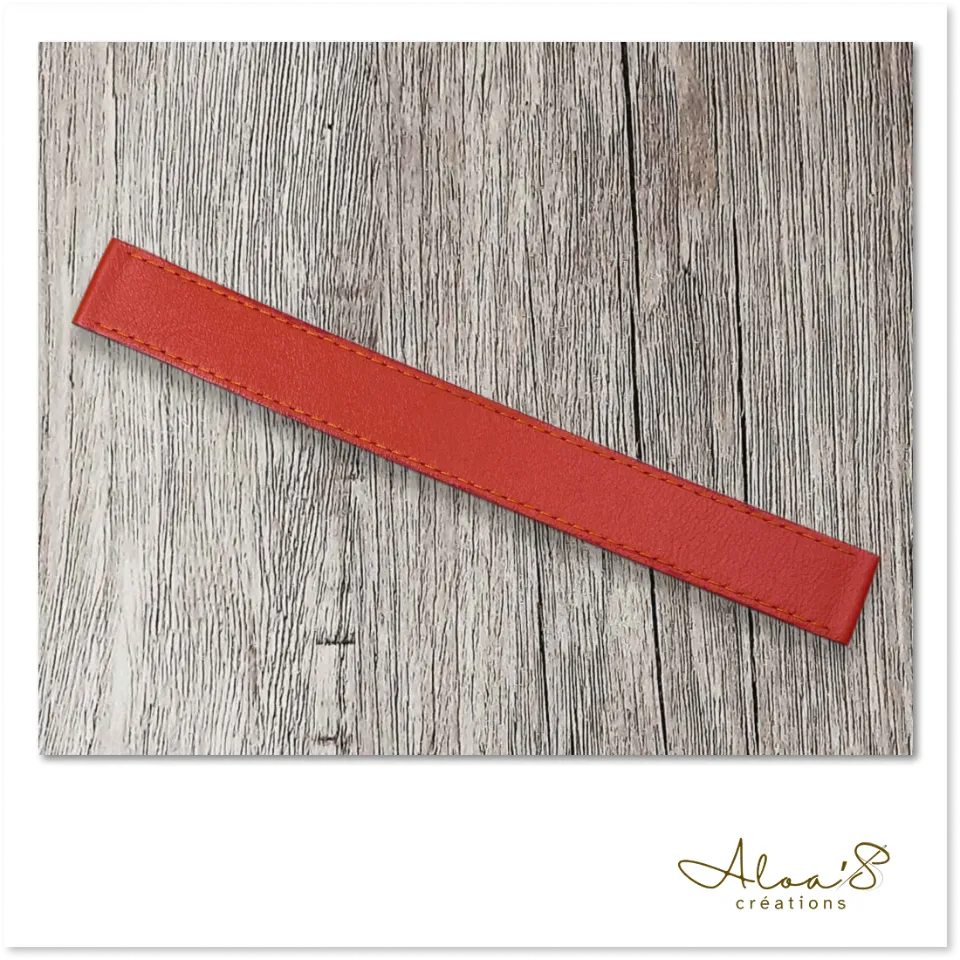 Bracelet lanière cuir orange personnalisable pour montre Poiray ou OJ