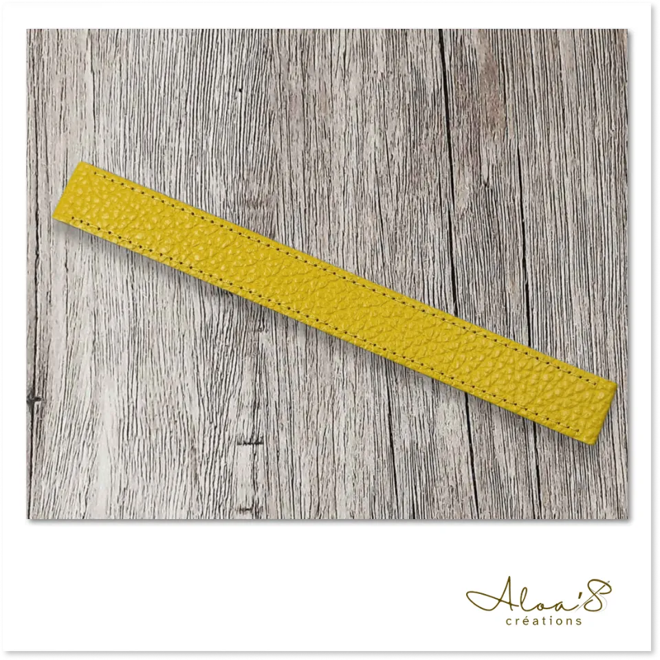 Bracelet lanière cuir jaune personnalisable pour montre Poiray ou OJ