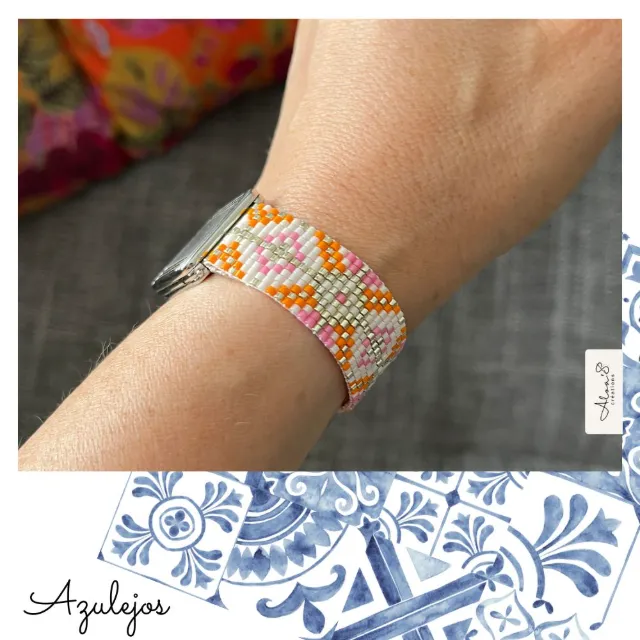 Bracelet lanière perles tissé en perles Miyuki pour montre Poiray ou OJ Perrin