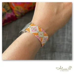 Bracelet lanière perles tissé en perles Miyuki pour montre Poiray ou OJ Perrin