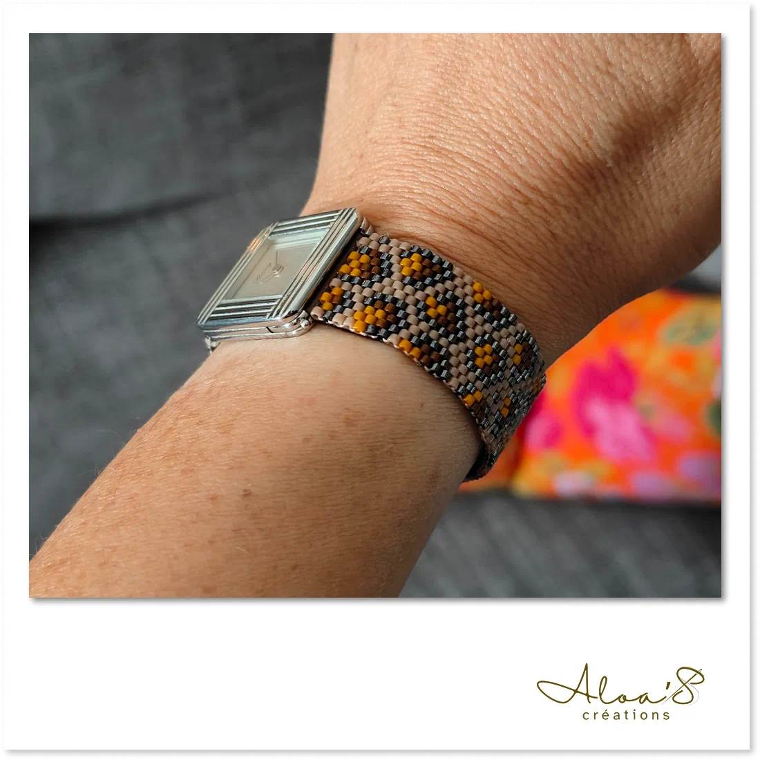 Bracelet montre en perles tissage peyote pour montre Poiray ou OJ Perrin