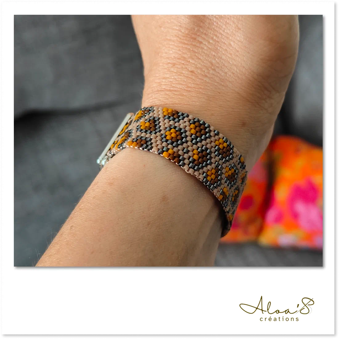 Bracelet montre en perles tissage peyote pour montre Poiray ou OJ Perrin