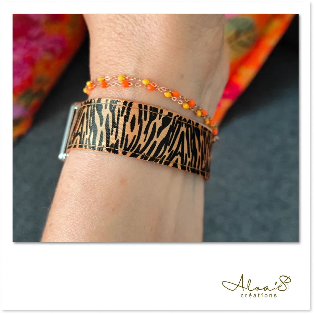 Bracelet lanière Tigre satin