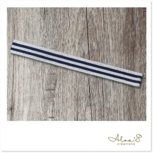 Bracelet de montre Poiray à rayure marine et argent