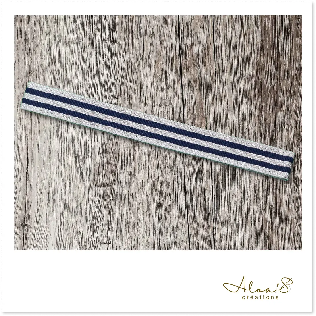 Bracelet de montre Poiray à rayure marine et argent